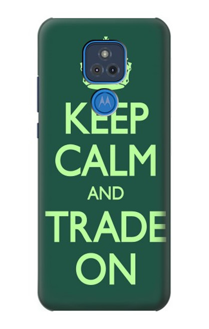 W3862 Keep Calm and Trade On Hülle Schutzhülle Taschen und Leder Flip für Motorola Moto G Play (2021)