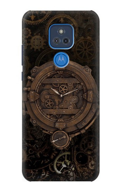 W3902 Steampunk Clock Gear Hülle Schutzhülle Taschen und Leder Flip für Motorola Moto G Play (2021)