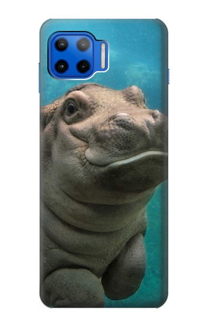 W3871 Cute Baby Hippo Hippopotamus Hülle Schutzhülle Taschen und Leder Flip für Motorola Moto G 5G Plus