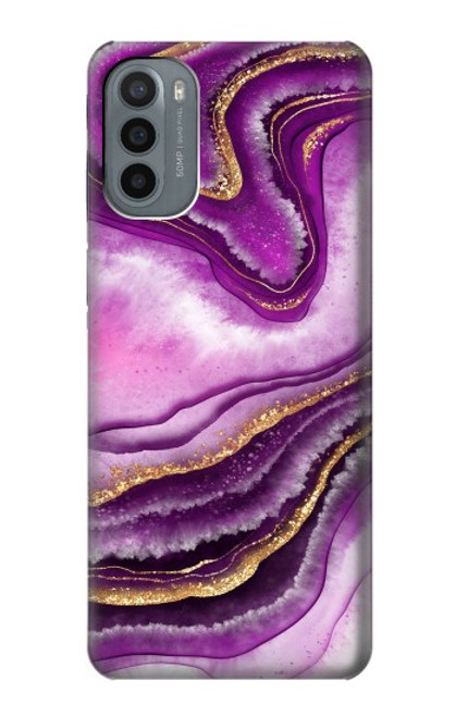 W3896 Purple Marble Gold Streaks Hülle Schutzhülle Taschen und Leder Flip für Motorola Moto G31