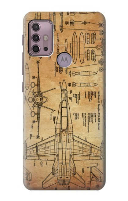 W3868 Aircraft Blueprint Old Paper Hülle Schutzhülle Taschen und Leder Flip für Motorola Moto G30, G20, G10