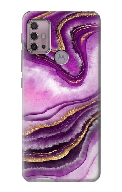 W3896 Purple Marble Gold Streaks Hülle Schutzhülle Taschen und Leder Flip für Motorola Moto G30, G20, G10