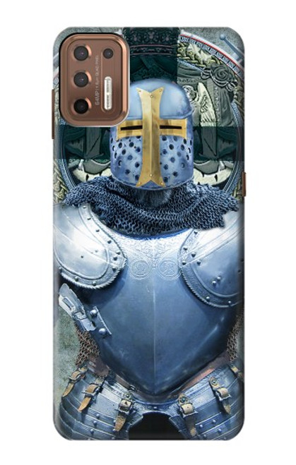 W3864 Medieval Templar Heavy Armor Knight Hülle Schutzhülle Taschen und Leder Flip für Motorola Moto G9 Plus