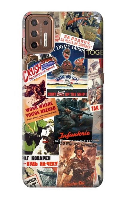 W3905 Vintage Army Poster Hülle Schutzhülle Taschen und Leder Flip für Motorola Moto G9 Plus