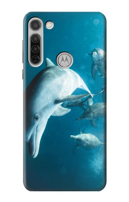 W3878 Dolphin Hülle Schutzhülle Taschen und Leder Flip für Motorola Moto G8