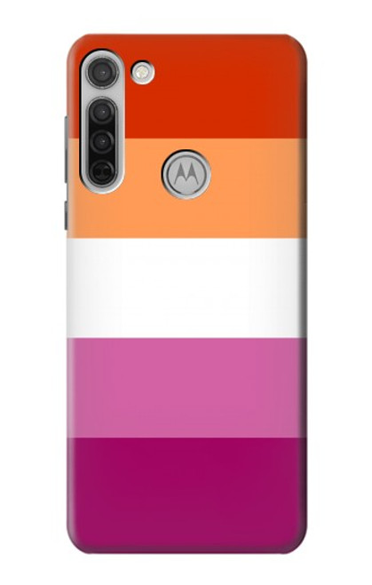 W3887 Lesbian Pride Flag Hülle Schutzhülle Taschen und Leder Flip für Motorola Moto G8