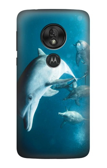 W3878 Dolphin Hülle Schutzhülle Taschen und Leder Flip für Motorola Moto G7 Play