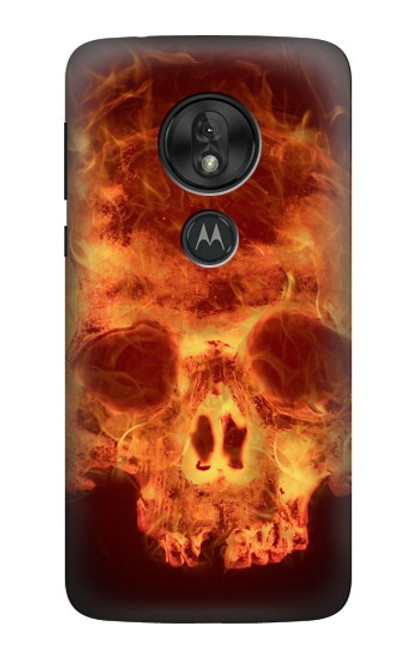W3881 Fire Skull Hülle Schutzhülle Taschen und Leder Flip für Motorola Moto G7 Play