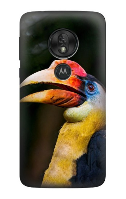 W3876 Colorful Hornbill Hülle Schutzhülle Taschen und Leder Flip für Motorola Moto G7 Power
