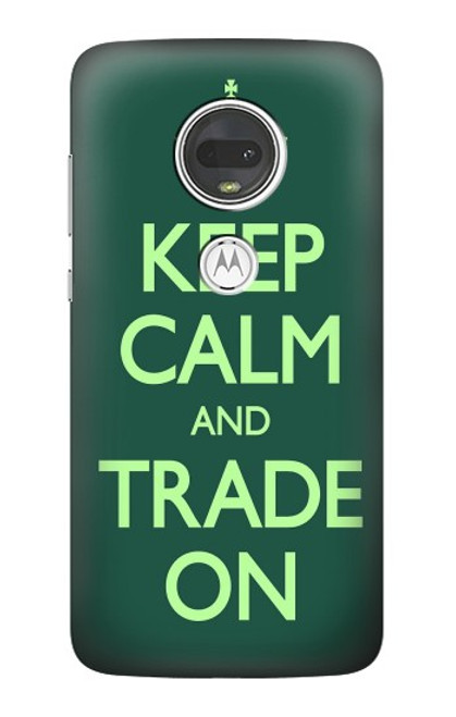 W3862 Keep Calm and Trade On Hülle Schutzhülle Taschen und Leder Flip für Motorola Moto G7, Moto G7 Plus