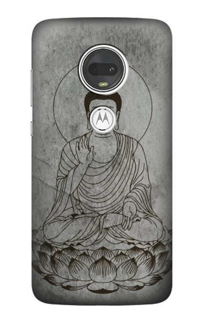 W3873 Buddha Line Art Hülle Schutzhülle Taschen und Leder Flip für Motorola Moto G7, Moto G7 Plus