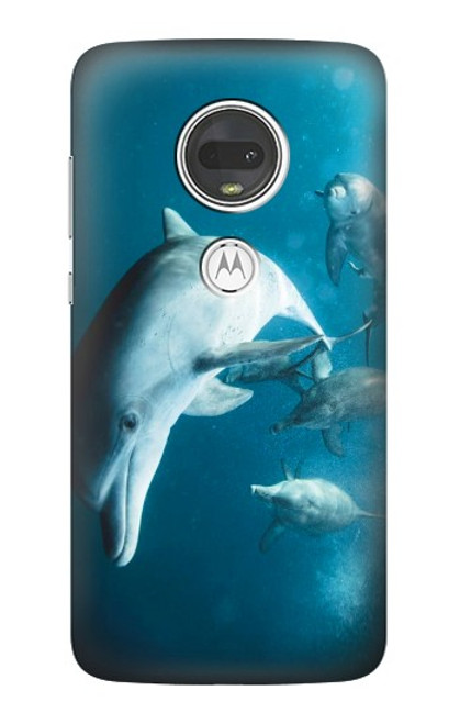 W3878 Dolphin Hülle Schutzhülle Taschen und Leder Flip für Motorola Moto G7, Moto G7 Plus