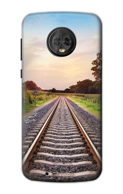 W3866 Railway Straight Train Track Hülle Schutzhülle Taschen und Leder Flip für Motorola Moto G6