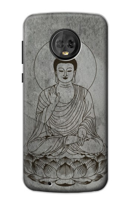 W3873 Buddha Line Art Hülle Schutzhülle Taschen und Leder Flip für Motorola Moto G6