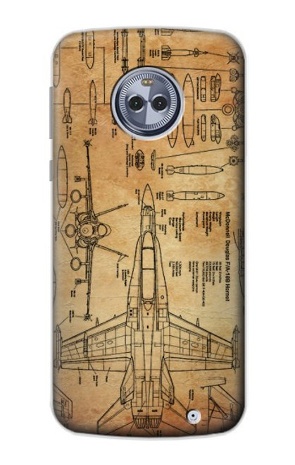 W3868 Aircraft Blueprint Old Paper Hülle Schutzhülle Taschen und Leder Flip für Motorola Moto X4