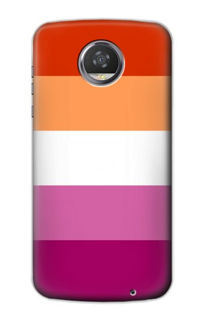 W3887 Lesbian Pride Flag Hülle Schutzhülle Taschen und Leder Flip für Motorola Moto Z2 Play, Z2 Force