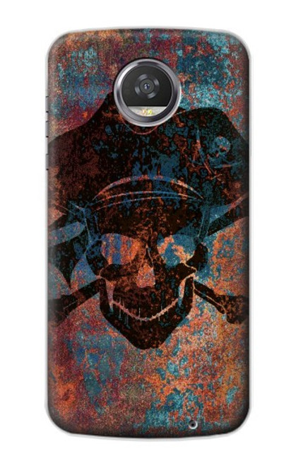 W3895 Pirate Skull Metal Hülle Schutzhülle Taschen und Leder Flip für Motorola Moto Z2 Play, Z2 Force