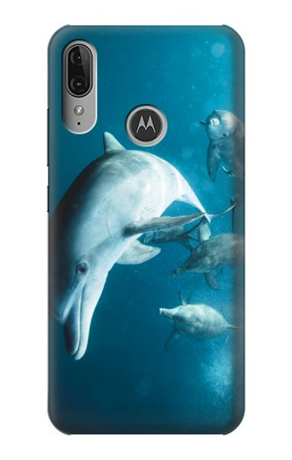 W3878 Dolphin Hülle Schutzhülle Taschen und Leder Flip für Motorola Moto E6 Plus, Moto E6s