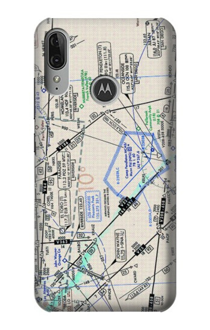 W3882 Flying Enroute Chart Hülle Schutzhülle Taschen und Leder Flip für Motorola Moto E6 Plus, Moto E6s