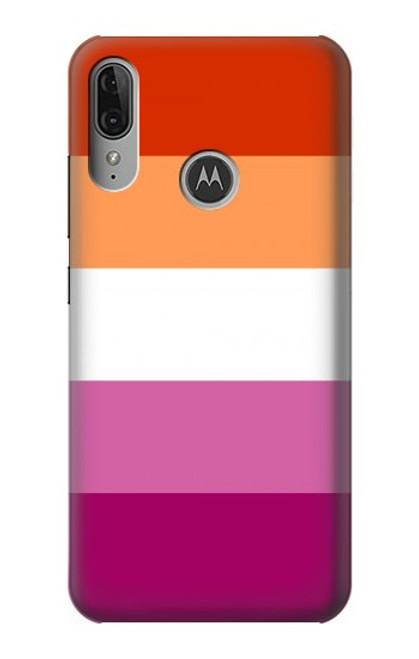 W3887 Lesbian Pride Flag Hülle Schutzhülle Taschen und Leder Flip für Motorola Moto E6 Plus, Moto E6s