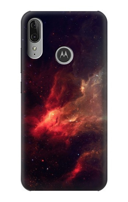 W3897 Red Nebula Space Hülle Schutzhülle Taschen und Leder Flip für Motorola Moto E6 Plus, Moto E6s