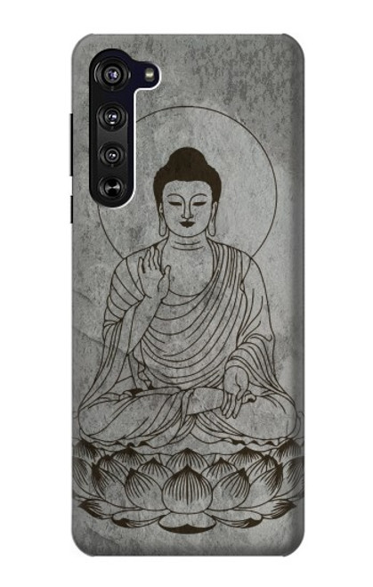 W3873 Buddha Line Art Hülle Schutzhülle Taschen und Leder Flip für Motorola Edge