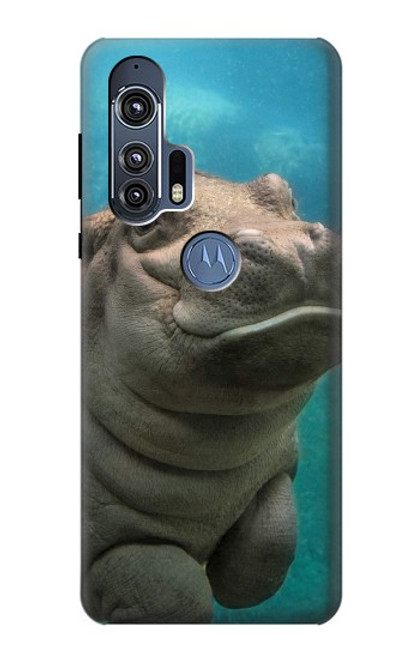 W3871 Cute Baby Hippo Hippopotamus Hülle Schutzhülle Taschen und Leder Flip für Motorola Edge+