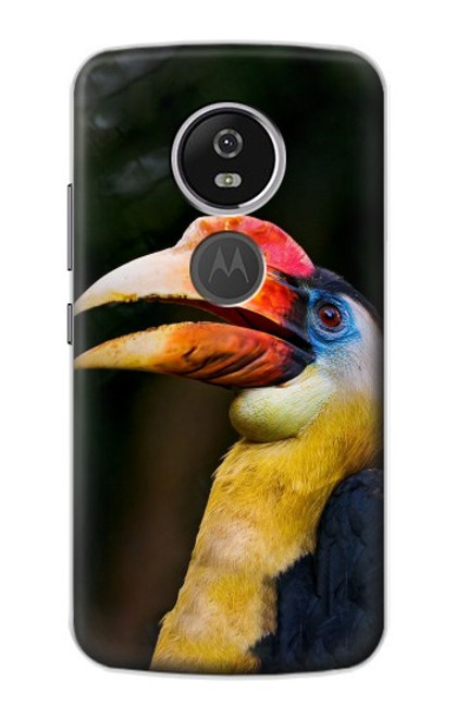 W3876 Colorful Hornbill Hülle Schutzhülle Taschen und Leder Flip für Motorola Moto E5 Plus