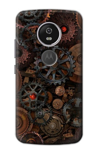 W3884 Steampunk Mechanical Gears Hülle Schutzhülle Taschen und Leder Flip für Motorola Moto E5 Plus