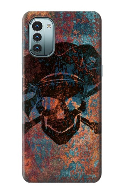 W3895 Pirate Skull Metal Hülle Schutzhülle Taschen und Leder Flip für Nokia G11, G21