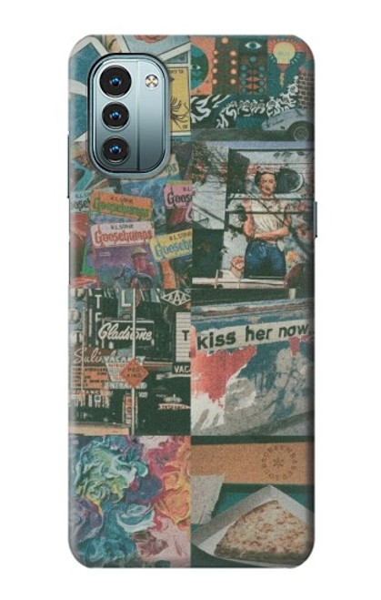 W3909 Vintage Poster Hülle Schutzhülle Taschen und Leder Flip für Nokia G11, G21