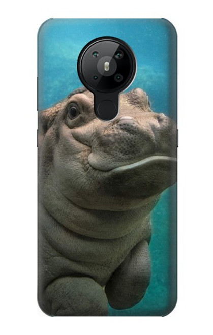 W3871 Cute Baby Hippo Hippopotamus Hülle Schutzhülle Taschen und Leder Flip für Nokia 5.3