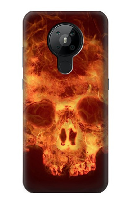 W3881 Fire Skull Hülle Schutzhülle Taschen und Leder Flip für Nokia 5.3