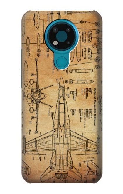 W3868 Aircraft Blueprint Old Paper Hülle Schutzhülle Taschen und Leder Flip für Nokia 3.4
