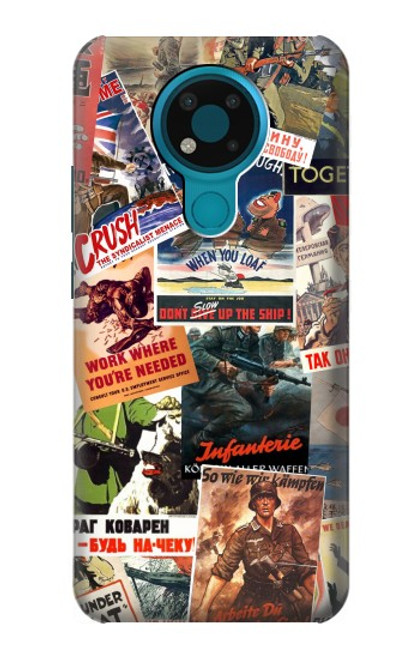 W3905 Vintage Army Poster Hülle Schutzhülle Taschen und Leder Flip für Nokia 3.4