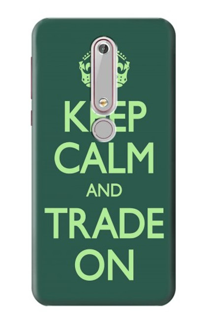 W3862 Keep Calm and Trade On Hülle Schutzhülle Taschen und Leder Flip für Nokia 6.1, Nokia 6 2018