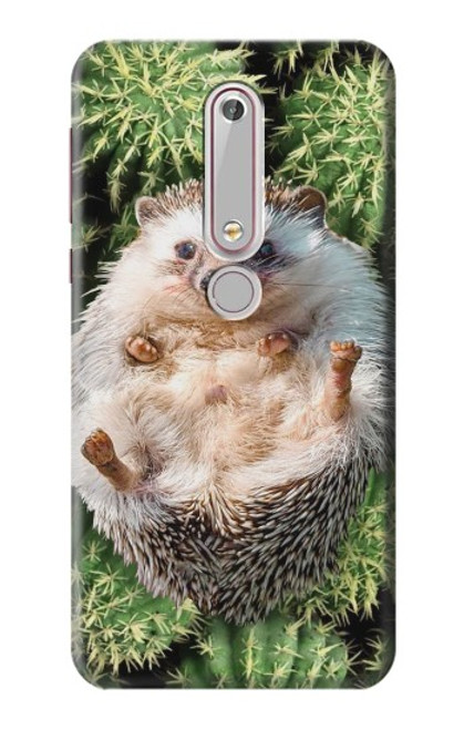 W3863 Pygmy Hedgehog Dwarf Hedgehog Paint Hülle Schutzhülle Taschen und Leder Flip für Nokia 6.1, Nokia 6 2018