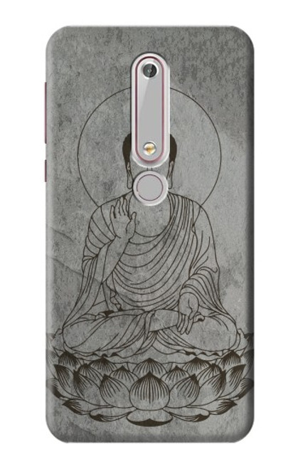 W3873 Buddha Line Art Hülle Schutzhülle Taschen und Leder Flip für Nokia 6.1, Nokia 6 2018