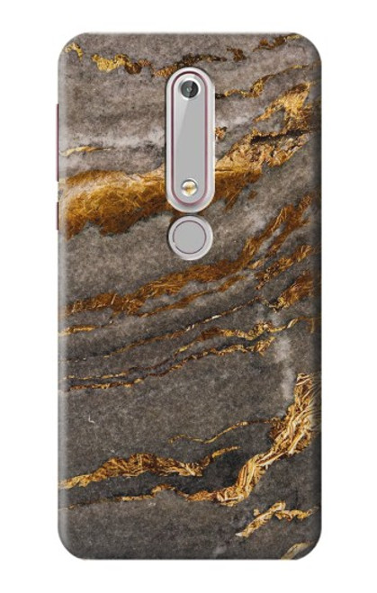 W3886 Gray Marble Rock Hülle Schutzhülle Taschen und Leder Flip für Nokia 6.1, Nokia 6 2018