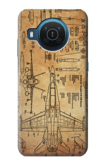 W3868 Aircraft Blueprint Old Paper Hülle Schutzhülle Taschen und Leder Flip für Nokia X20
