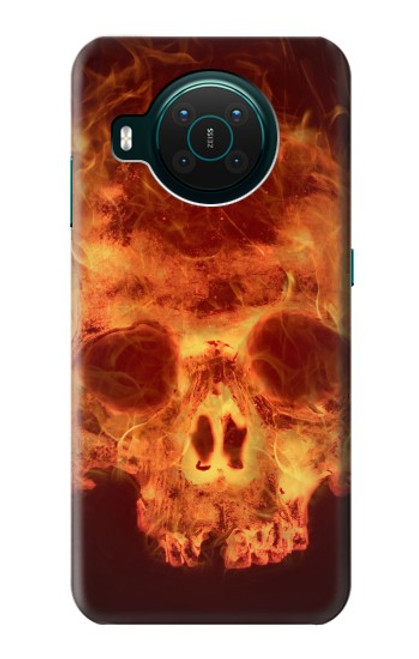 W3881 Fire Skull Hülle Schutzhülle Taschen und Leder Flip für Nokia X10