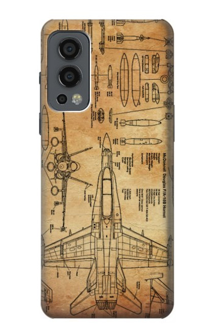 W3868 Aircraft Blueprint Old Paper Hülle Schutzhülle Taschen und Leder Flip für OnePlus Nord 2 5G