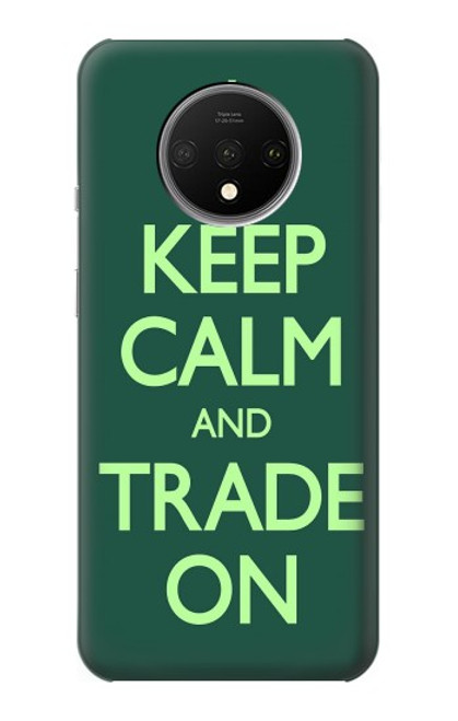 W3862 Keep Calm and Trade On Hülle Schutzhülle Taschen und Leder Flip für OnePlus 7T