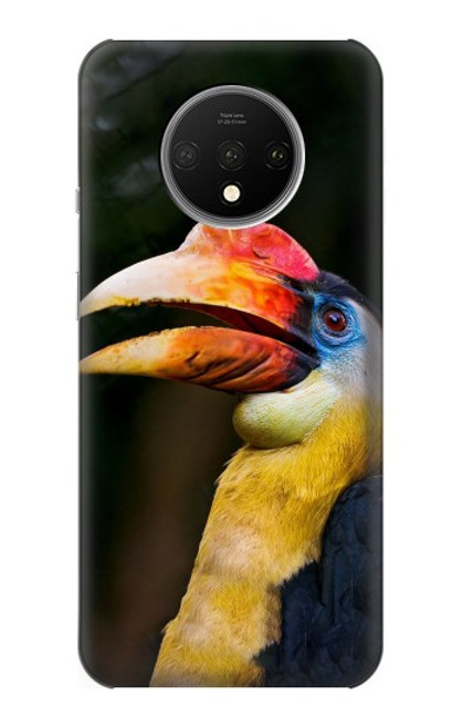 W3876 Colorful Hornbill Hülle Schutzhülle Taschen und Leder Flip für OnePlus 7T