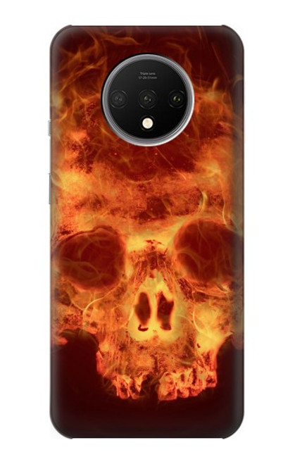 W3881 Fire Skull Hülle Schutzhülle Taschen und Leder Flip für OnePlus 7T