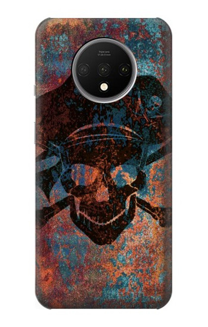 W3895 Pirate Skull Metal Hülle Schutzhülle Taschen und Leder Flip für OnePlus 7T