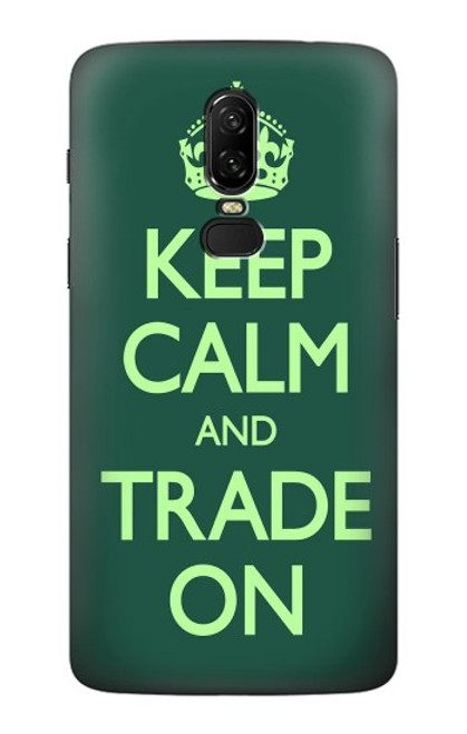 W3862 Keep Calm and Trade On Hülle Schutzhülle Taschen und Leder Flip für OnePlus 6