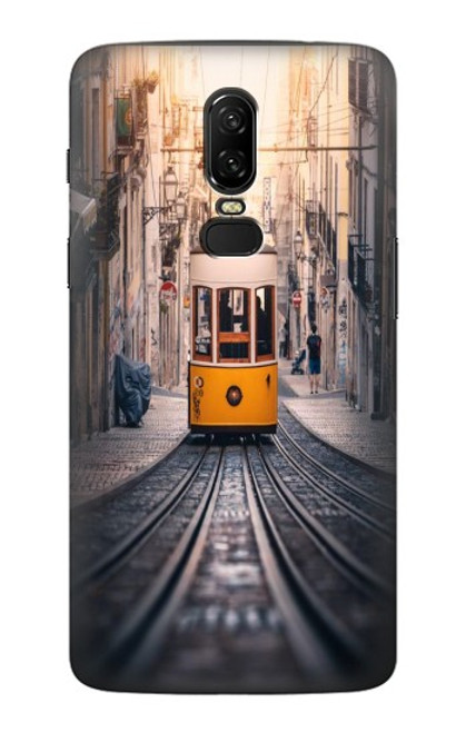 W3867 Trams in Lisbon Hülle Schutzhülle Taschen und Leder Flip für OnePlus 6