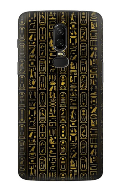 W3869 Ancient Egyptian Hieroglyphic Hülle Schutzhülle Taschen und Leder Flip für OnePlus 6