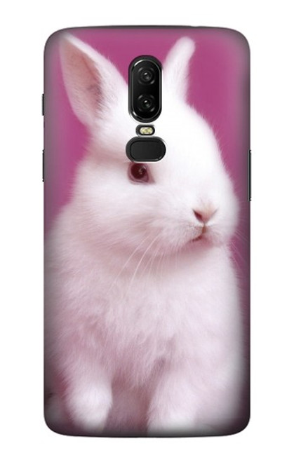 W3870 Cute Baby Bunny Hülle Schutzhülle Taschen und Leder Flip für OnePlus 6